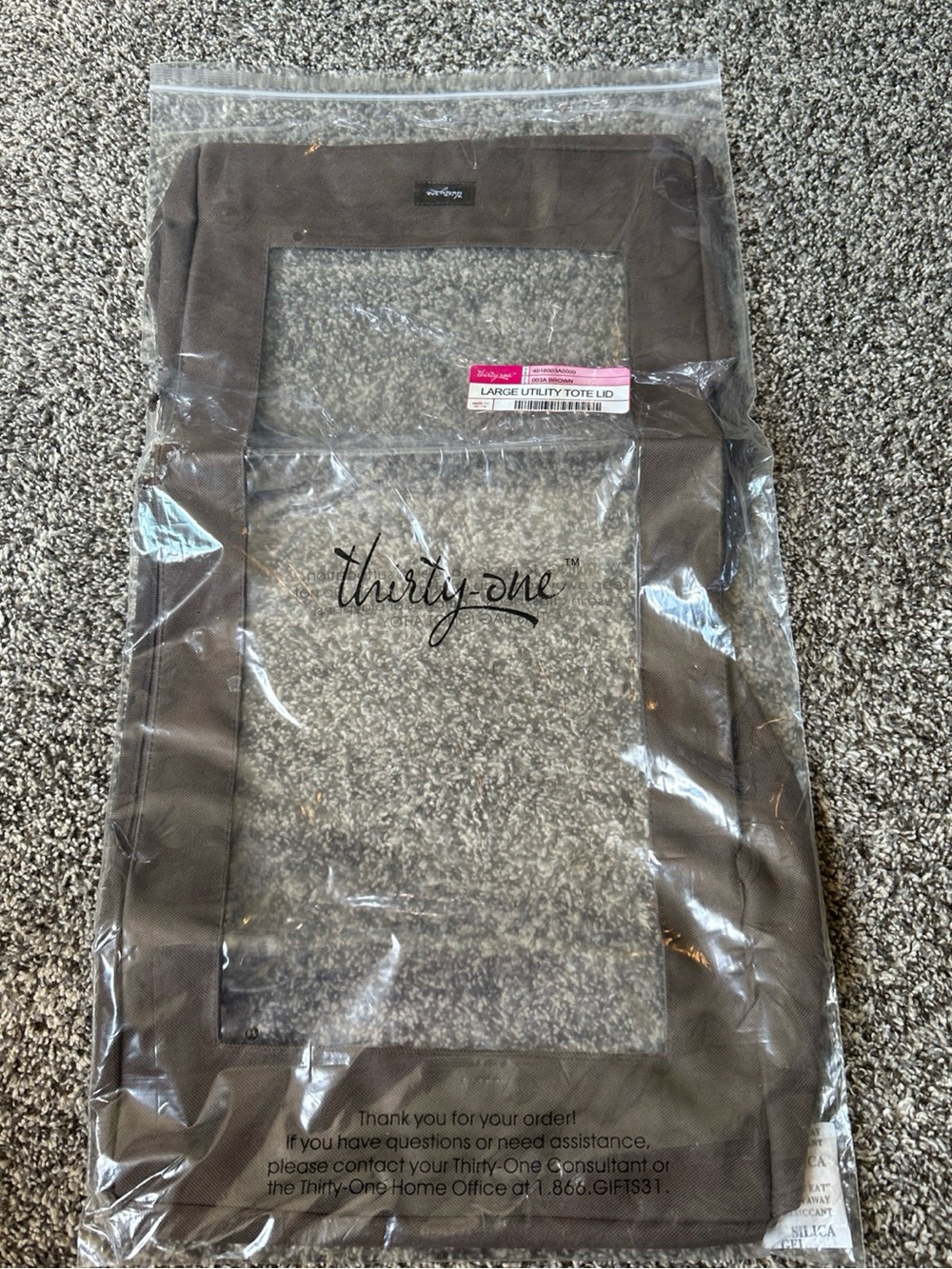 thirty-one Brown Large Utility Tote Lid with Clear Window